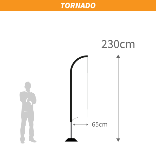 Flaga reklamowa Winder 230 – wymiary 230 cm wysokości i 65 cm szerokości